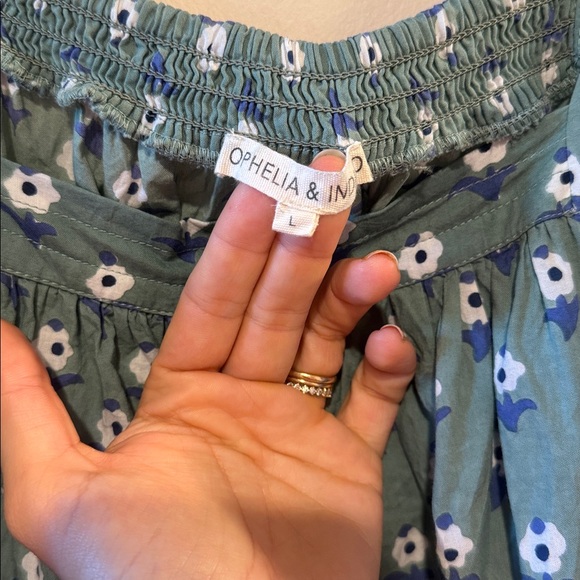 Ophelia & Indigo Floral Fifi‎ Dress Size Large Blue Green Floral - Picture 5 of 8